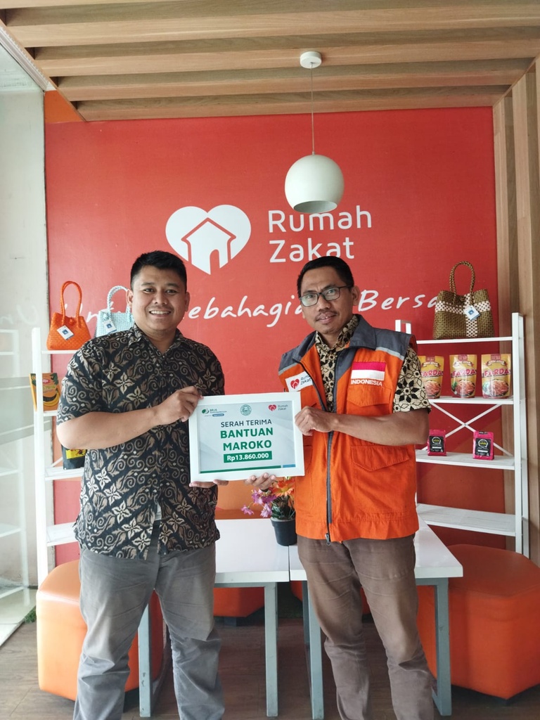 YAYASAN ALMAGHFIRAH BPJSTK SERAHKAN BANTUAN KEMANUSIAAN UNTUK MAROKO MELALUI RUMAH ZAKAT