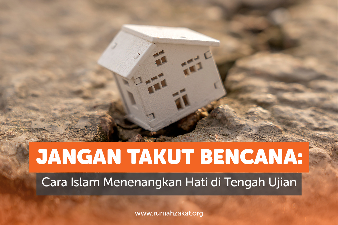 bencana Seorang Muslim berdoa dengan ikhlas, mengamalkan ajaran Islam untuk jangan takut bencana.
