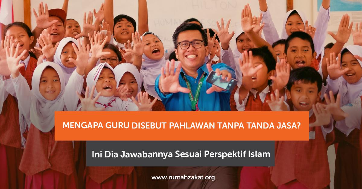 Guru pahlawan tanpa tanda jasa dalam Islam sedang mengajar murid dengan penuh kesabaran.