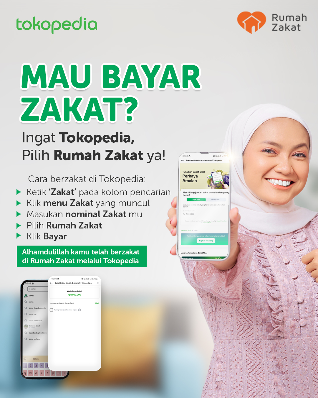 Klik Tokopedia, Salurkan Zakat Lewat Rumah Zakat!