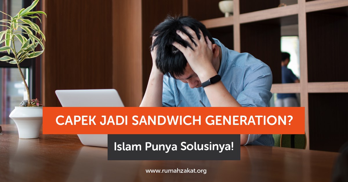 photo_2025-10-08_09-37-46 Ilustrasi seorang anak dewasa yang menanggung orang tua dan anaknya – menggambarkan sandwich generation dalam Islam.