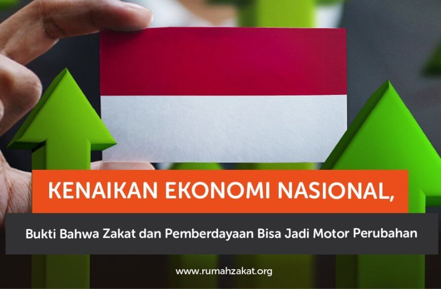 Infografik pertumbuhan ekonomi nasional dan peran zakat dalam pemberdayaan umat.