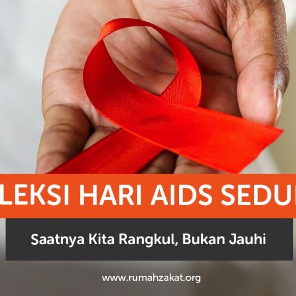 Ilustrasi dukungan kepada penyintas HIV/AIDS di Hari AIDS Sedunia dengan simbol pita merah.