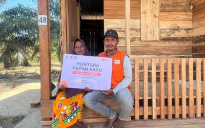Sharing Happiness Bersama Rumah Zakat Bangun Huntara untuk Warga Terdampak di Aceh Utara