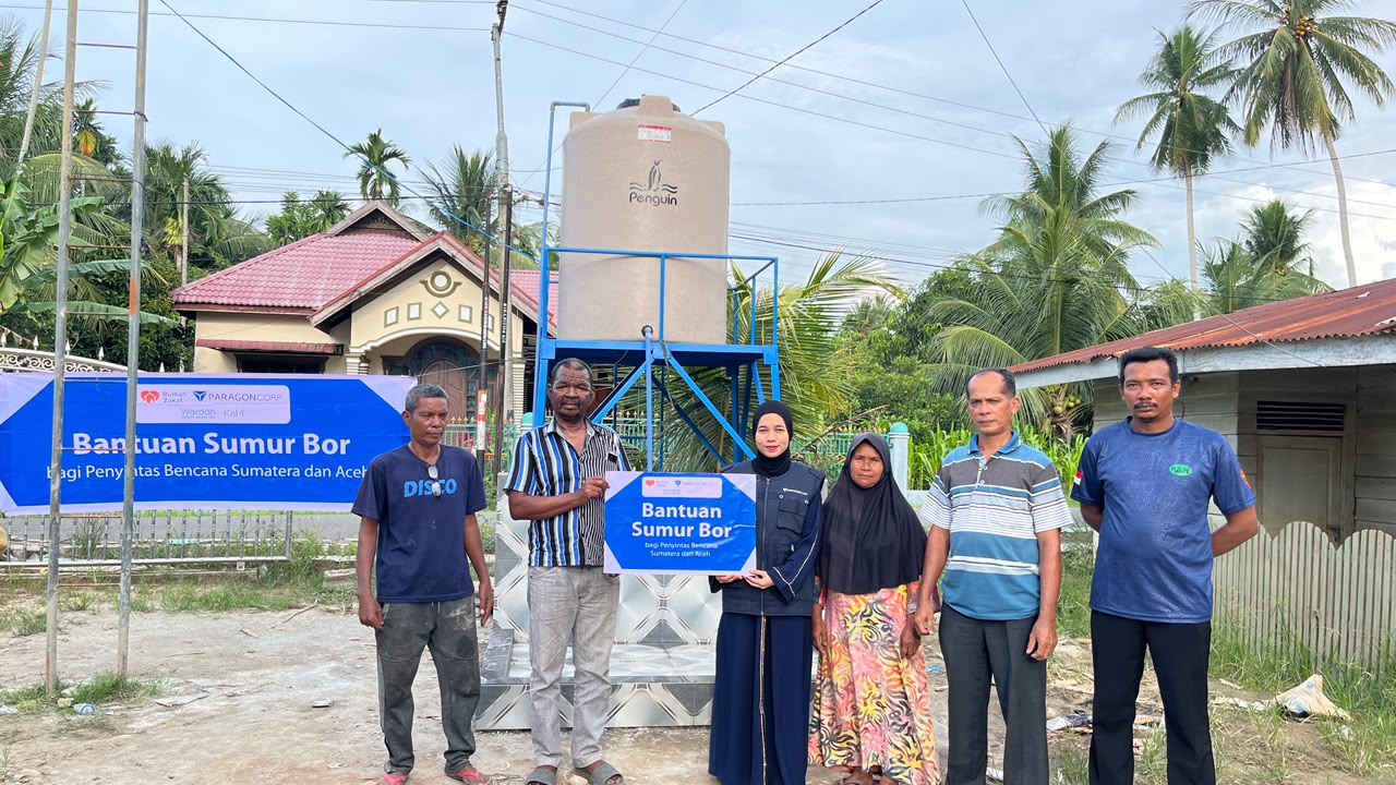 Paragon Corp bersama Rumah Zakat membangun sumur bor dan fasilitas air bersih untuk warga Desa Pante Baru Gle Siblah, Bireuen.