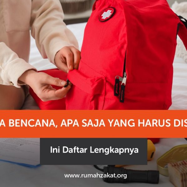Tas siaga bencana berisi perlengkapan darurat untuk keluarga