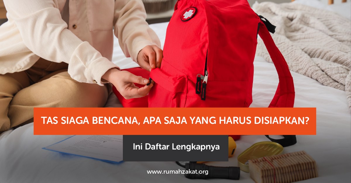 Tas siaga bencana berisi perlengkapan darurat untuk keluarga Tas siaga bencana berisi perlengkapan darurat untuk keluarga