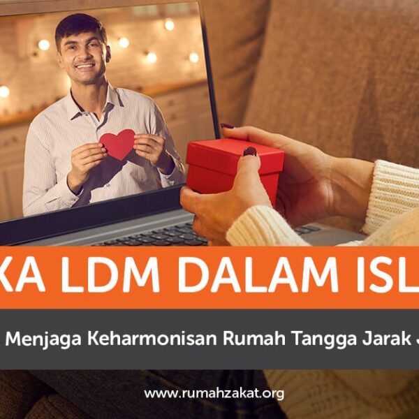 Ilustrasi suami dan istri yang menjalani pernikahan jarak jauh dan menjaga keharmonisan melalui komunikasi serta doa.