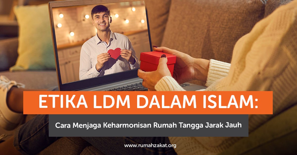 Ilustrasi suami dan istri yang menjalani pernikahan jarak jauh dan menjaga keharmonisan melalui komunikasi serta doa.