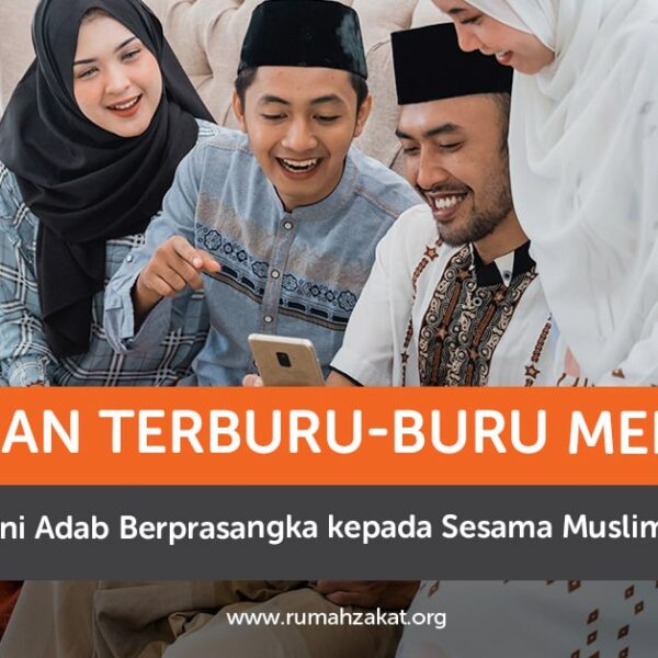 - Ilustrasi dua orang Muslim berbincang dengan santun untuk menghindari kesalahpahaman.